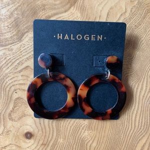 Halogen Tortoiseshell Hoop Drop Earrings